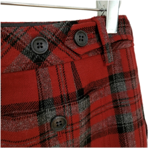 Eddie Bauer Red Plaid Wool Skirt Size 8 - Picture 4 of 9